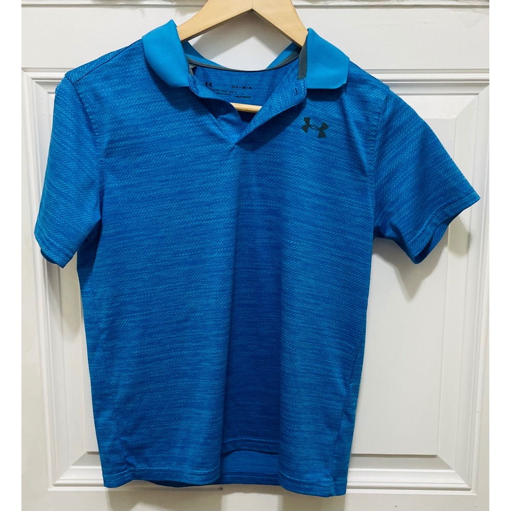 Under Armour HeatGear Polo Shirt Athletic Training Blue‎ YLG